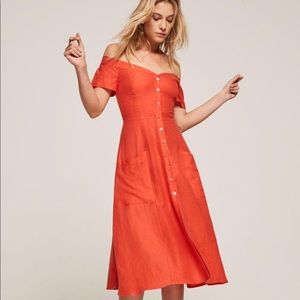 Reformation mariposa red linen dress